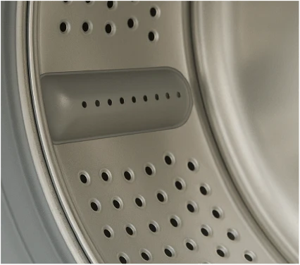 Clean washing machine drum with no mold or mildew after using Fizzi Fred enzyme tablet
